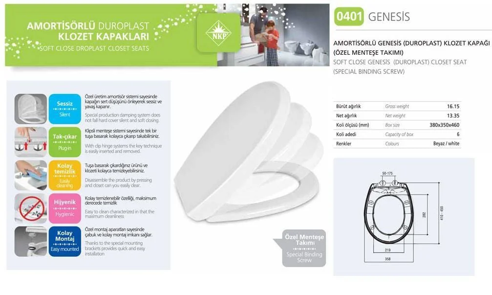 NKP Genesis Amortisörlü+Tak Çıkar Klozet Kapağı Fiyatı, Yorumları ve Özellikleri