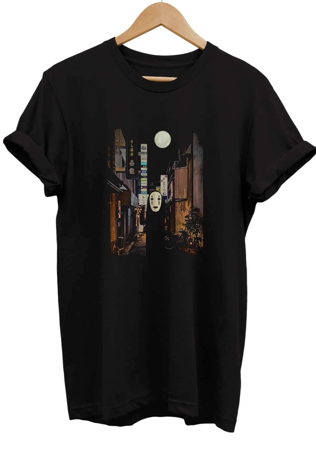 No Face Baskılı %100 Pamuk Basic T-shirt Normal Beden Tişört