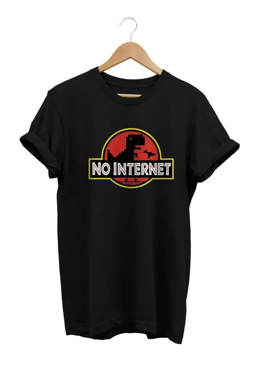 No Internet Baskılı %100 Pamuk Oversize T-shirt