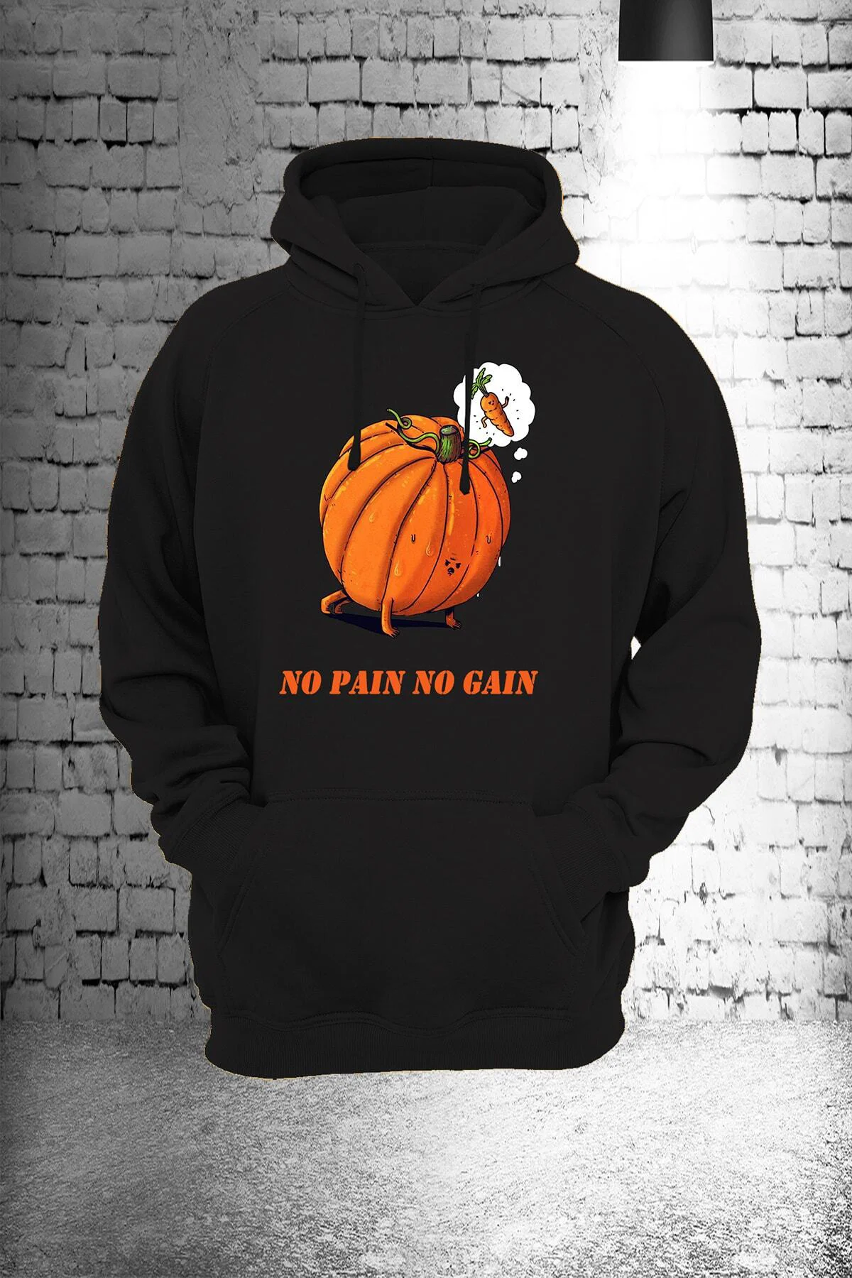 No Pain No Gain Baskılı 3 Ipli Şardonlu, Kalın 600 gr İçi Polar S