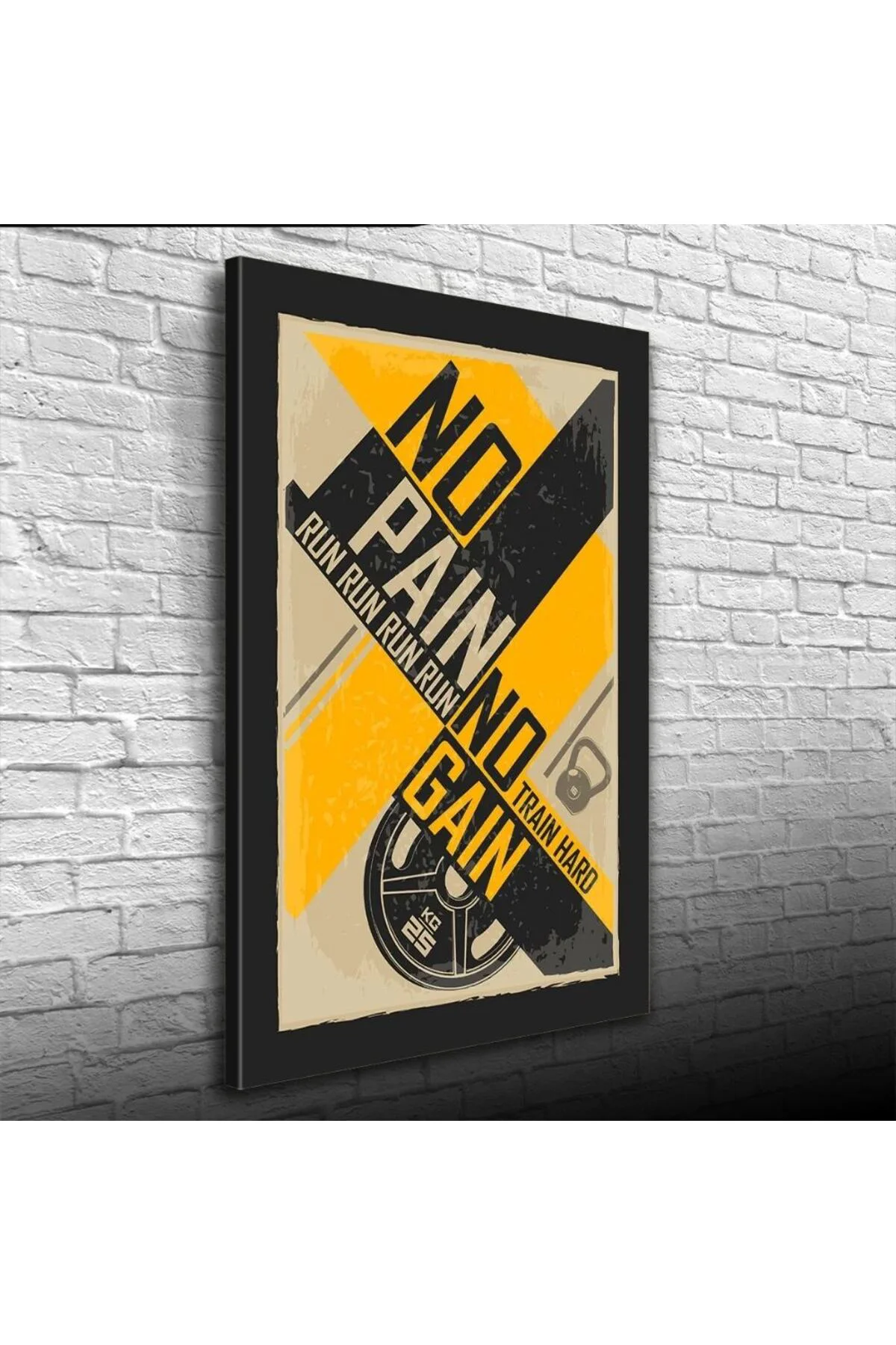 No Pain No Gain Sarı Siyah Poster Kanvas Tablo 50 x 70