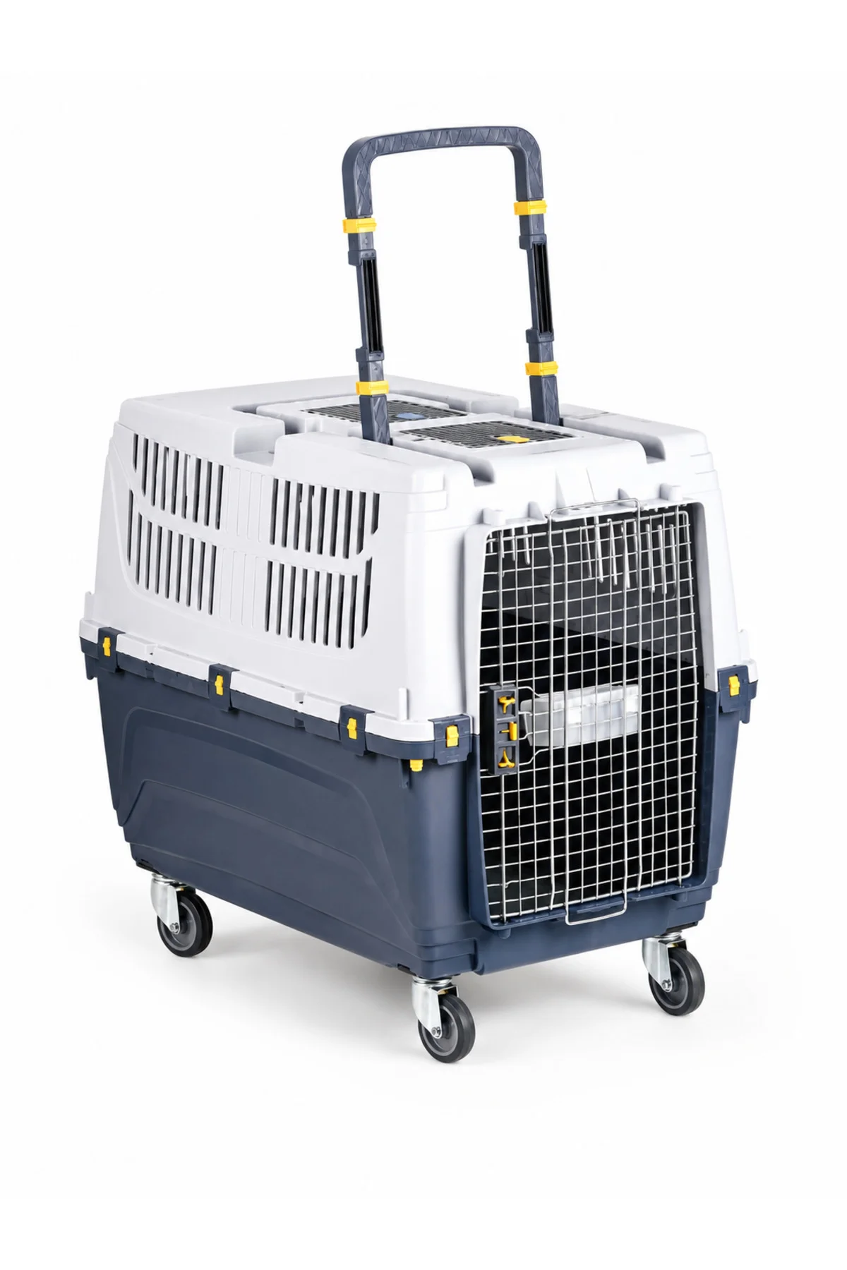 No:5 Büyük Boy Köpek Taşıma Kafesi Tekerlekli Çekçekli IATA Uyumlu Pet Taşıma Box 56x68x78 cm