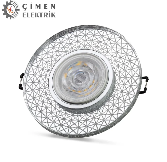 NOAS YL65 1767 İris LED Çerçeveli 4000K Yuvarlak Kristal Cam Spot Kasa - Priz ve Anahtar İçin Uyumlu Çerçeve