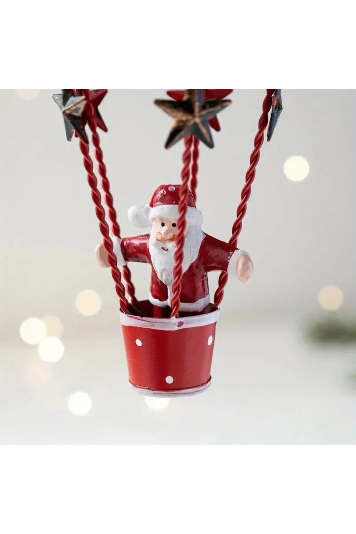 Noel Baba Dövme Demir Sıcak Hava Balonu Paraşüt Şekilli Yılbaşı Ağacı Dekoru Noel Baba Dövme Demir Sıcak Hava Balonu Paraşüt Şekilli Yılbaşı Ağacı Dekoru