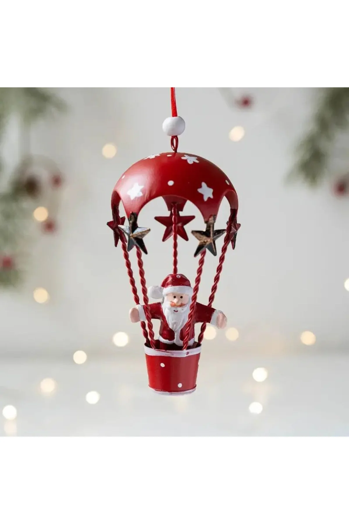 Noel Baba Dövme Demir Sıcak Hava Balonu Paraşüt Şekilli Yılbaşı Ağacı Dekoru Noel Baba Dövme Demir Sıcak Hava Balonu Paraşüt Şekilli Yılbaşı Ağacı Dekoru