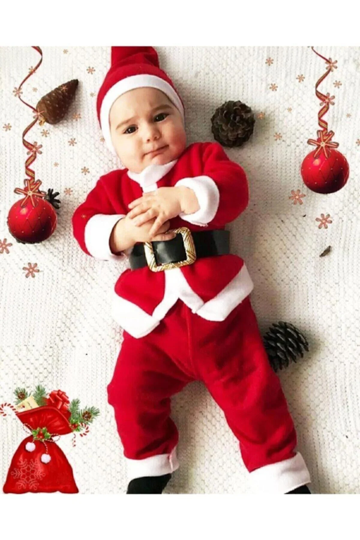 Noel Baba Erkek Bebek Çocuk Yılbaşı Kostümü Noel Baba Erkek Bebek Çocuk Yılbaşı Kostümü