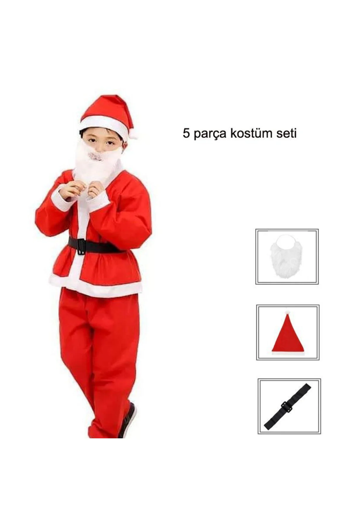 Noel Baba Kostüm - Yılbaşı Noel Kıyafeti - Bebek Ve Çocuk Yeni Yıl Noel Baba- Sakal Ve Düdük Hediye