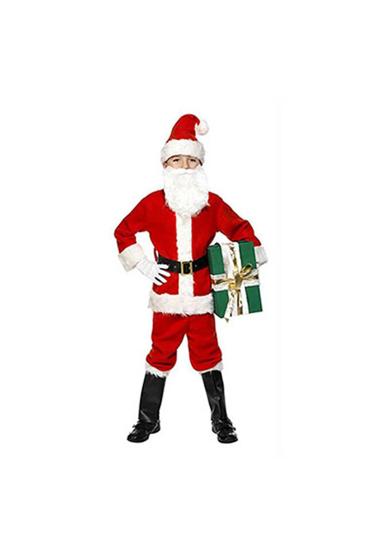 Noel Baba Kostüm - Yılbaşı Noel Kıyafeti - Bebek Ve Çocuk Yeni Yıl Noel Baba- Sakal Ve Düdük Hediye