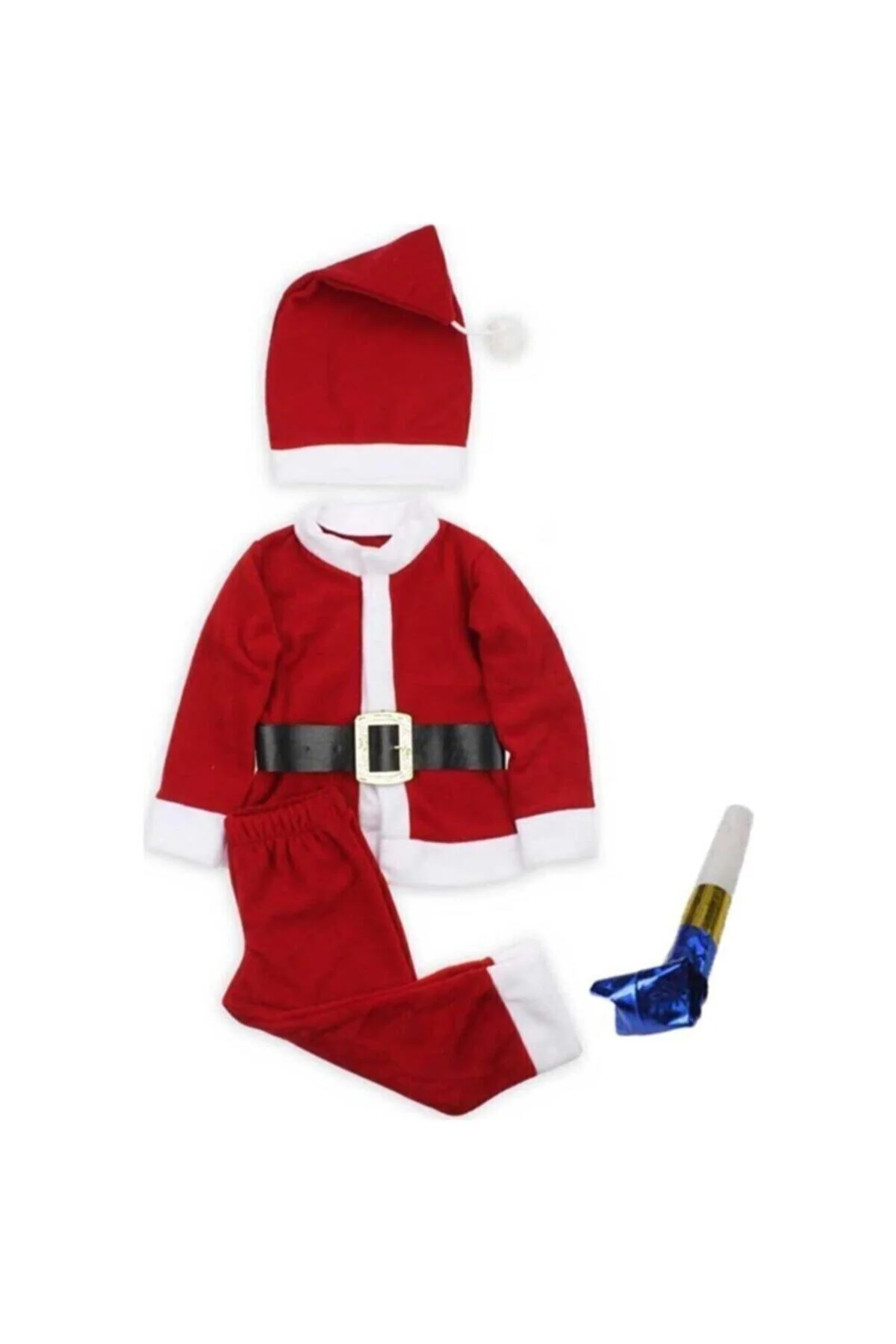 Noel Baba Kostüm - Yılbaşı Noel Kıyafeti - Bebek Ve Çocuk Yeni Yıl Noel Baba- Sakal Ve Düdük Hediye