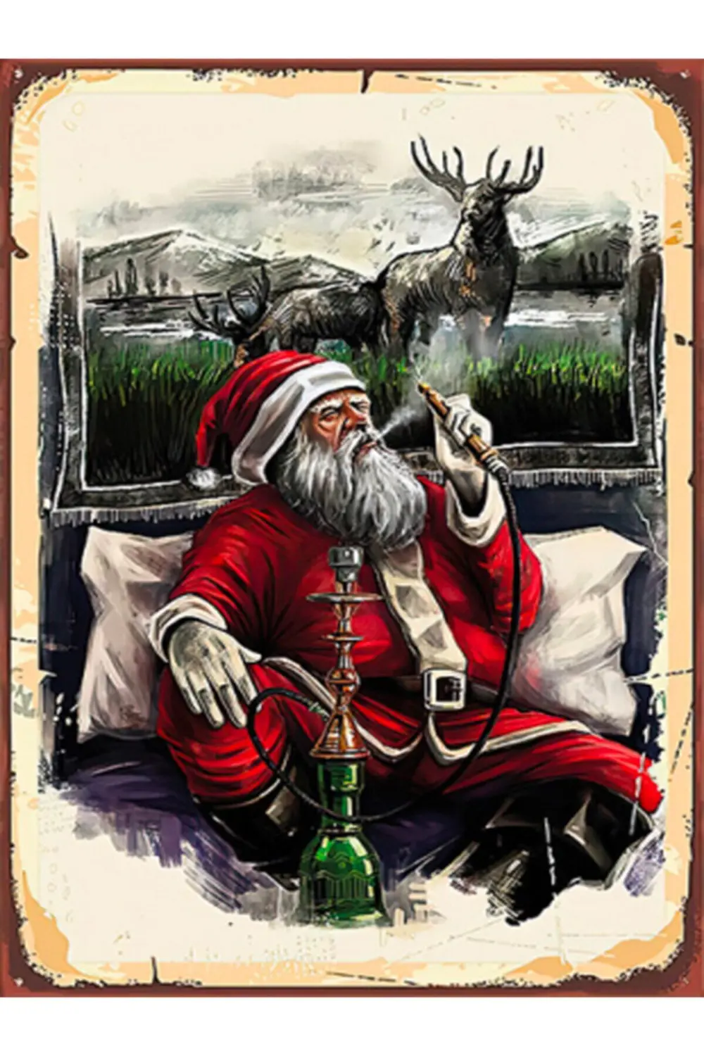 Noel Baba Retro Ahşap Poster