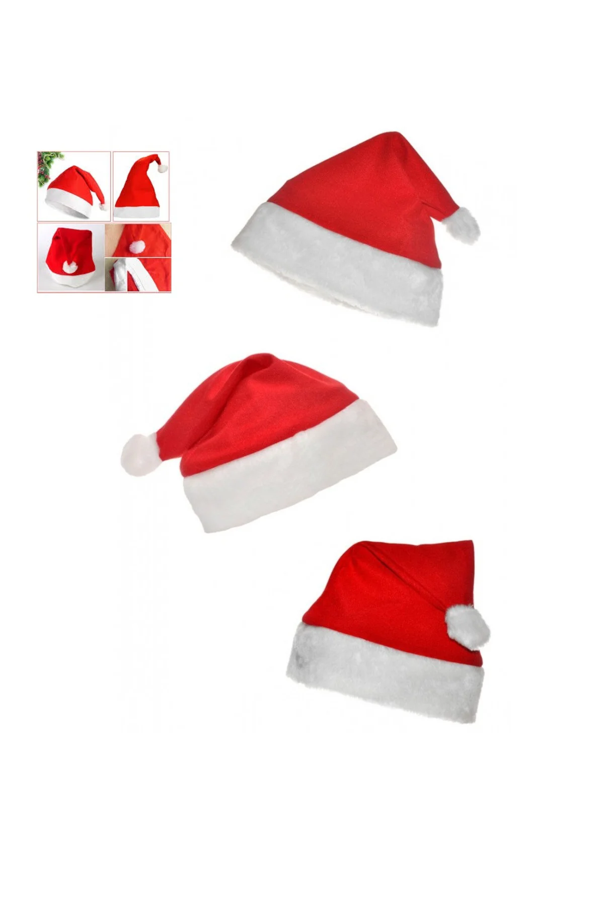 Noel Baba Şapkası 3 Adet Set