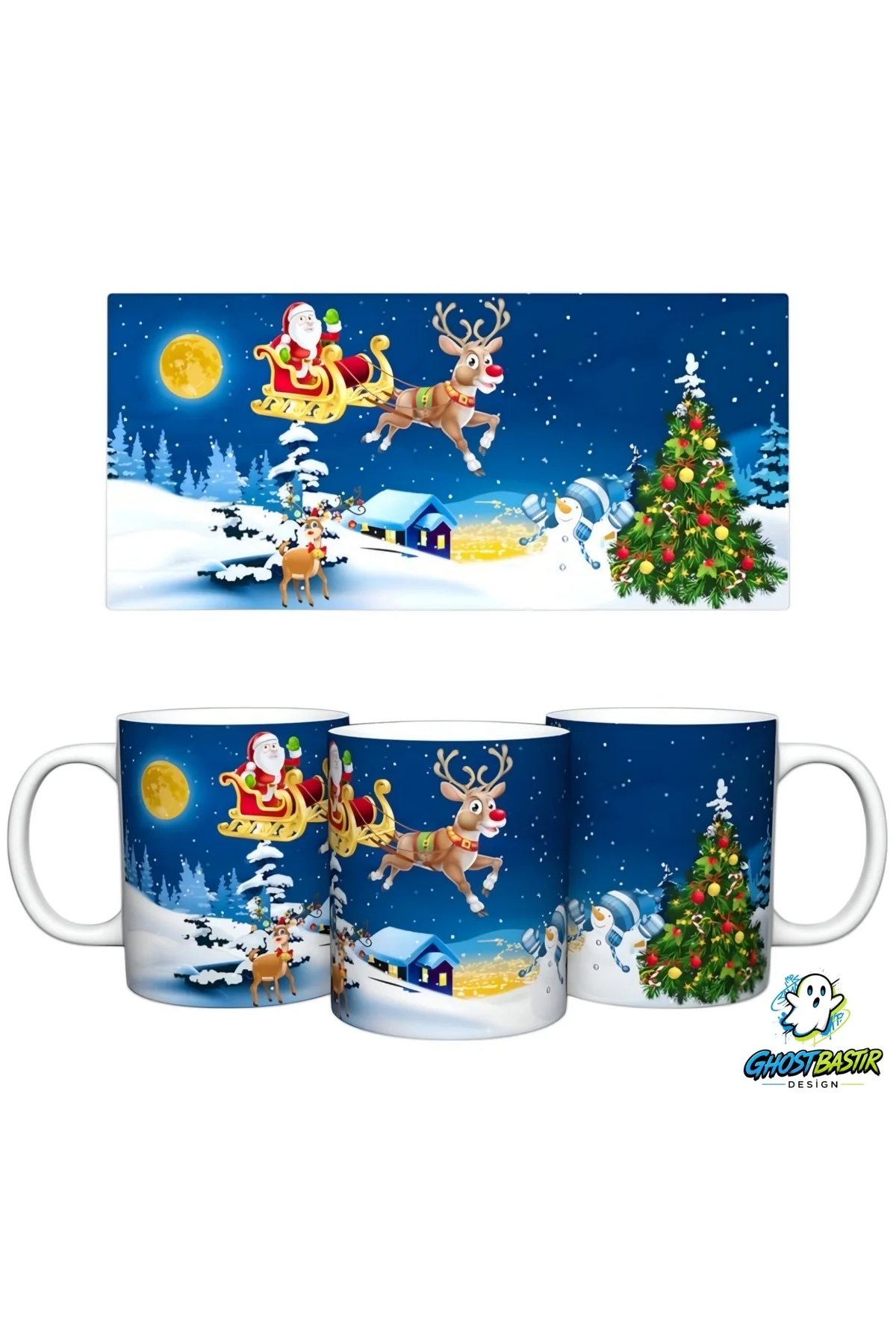 Noel Baba ve Arabası | Yılbaşı Kupa Bardak | Tek Adet K0632