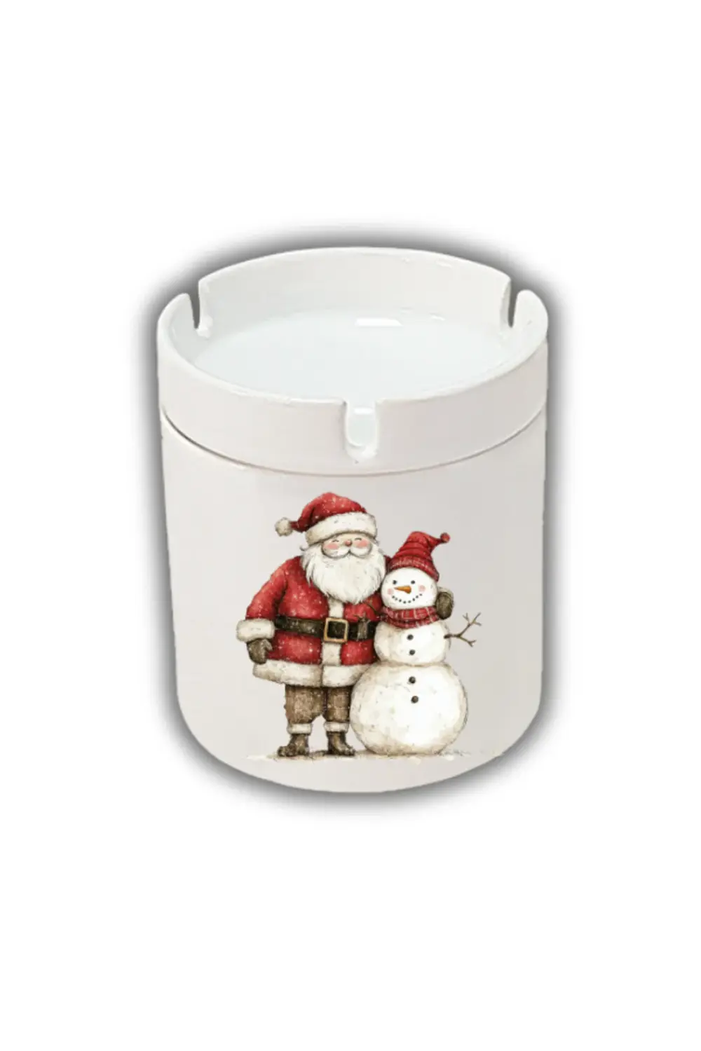 Noel Baba ve Kardan Adam Baskılı Küllük Yılbaşı Yeni Yıl Hediyesi