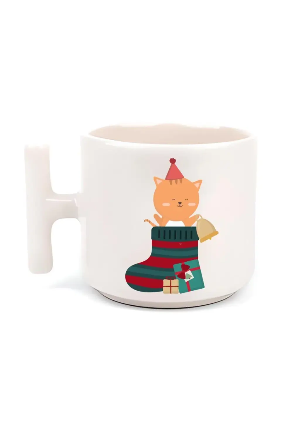 Noel Çorapları Içinde Sevimli Kedi Yılbaşı Merry Christmas T Kulp