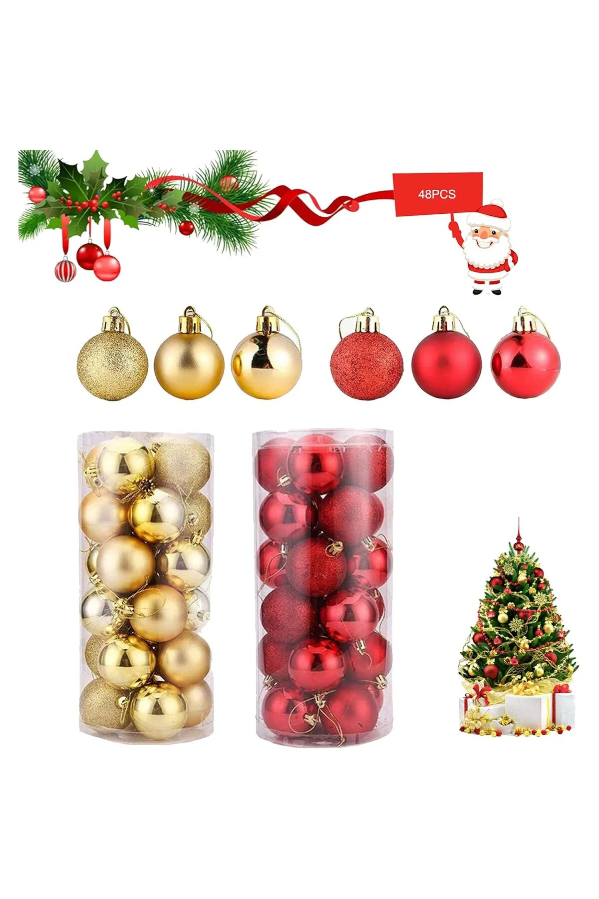 Noel küreleri Noel küreleri Noel küreleri ağaç süsü 48 adet plast Noel küreleri Noel küreleri Noel küreleri ağaç süsü 48 adet plast