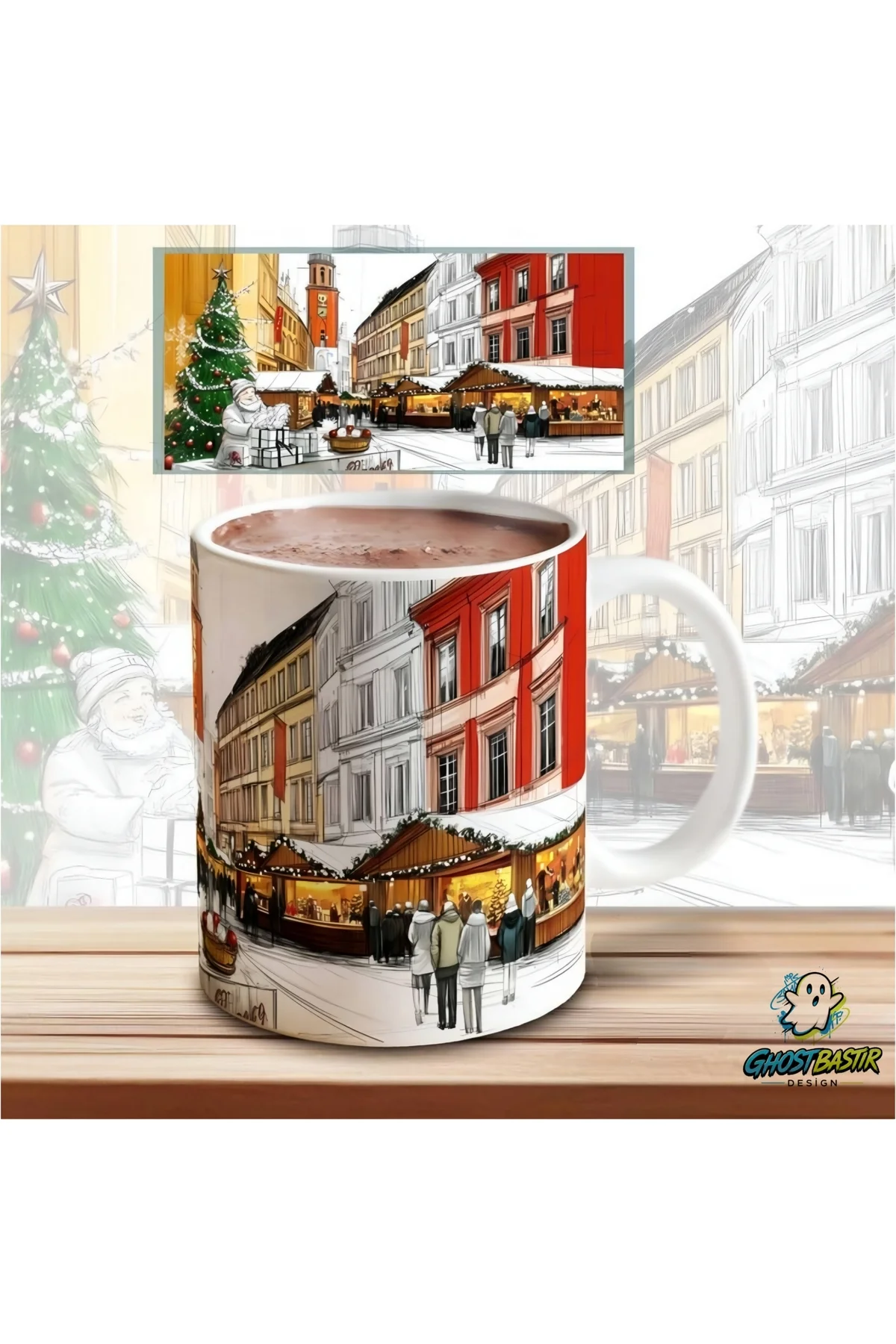 Noel Sokakları | Yılbaşı Kupa Bardak | Tek Adet K0634