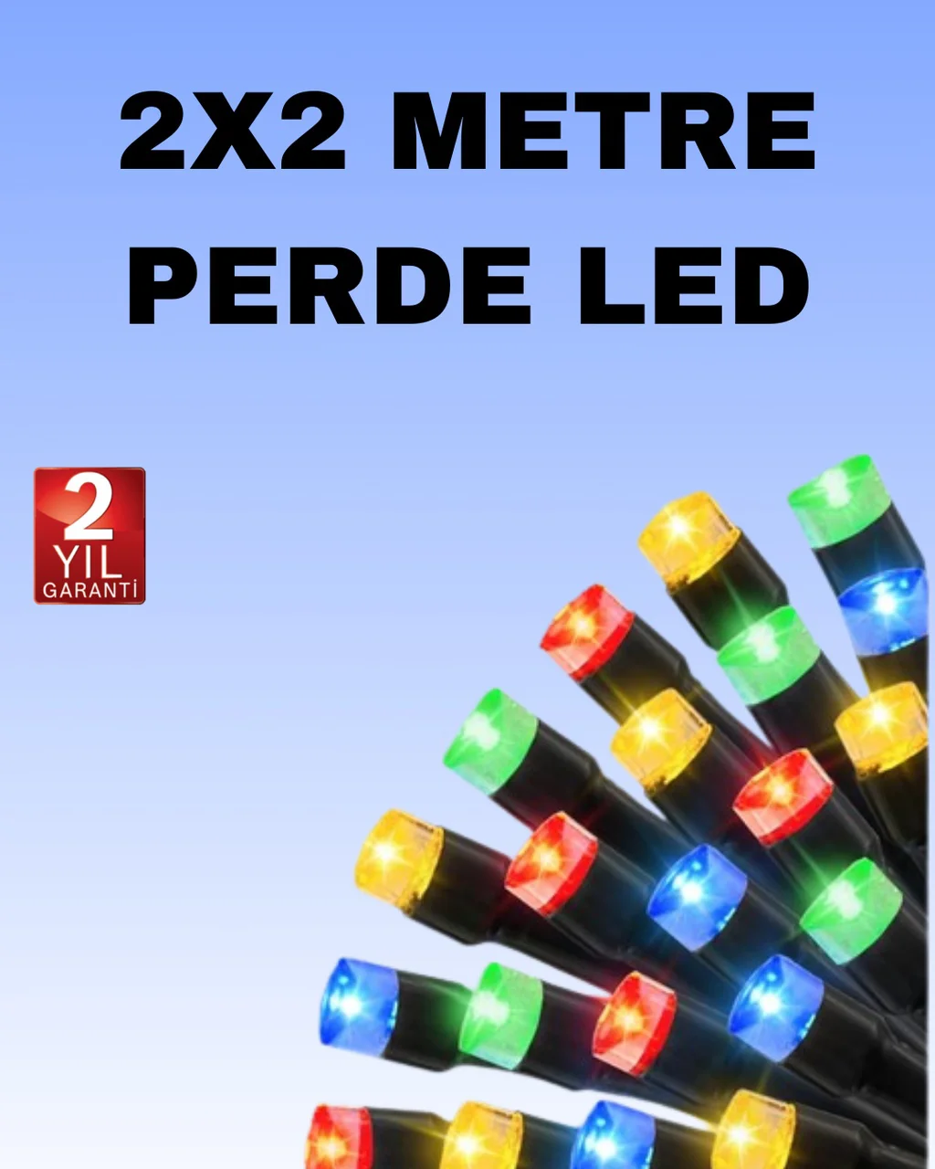 Noel Ve Parti Dekorasyonu İçin 2x2 Led Perde Işık 8 Fonksiyonlu - Lisinya Diğer