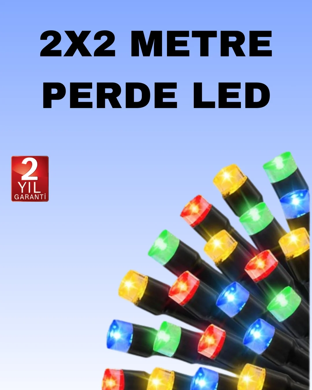 Noel ve Parti Dekorasyonu İçin 2x2 LED Perde Işık – 8 Fonksiyonlu Fiyatı, Yorumları ve Özellikleri