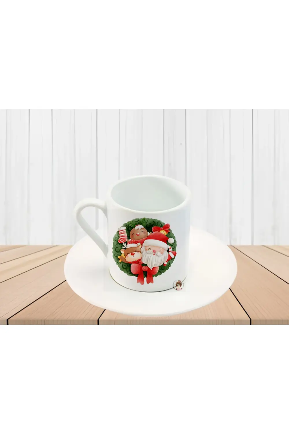 Noel Yılbaşı Temalı Noel Baba Baskılı Türk Kahve Fincanı