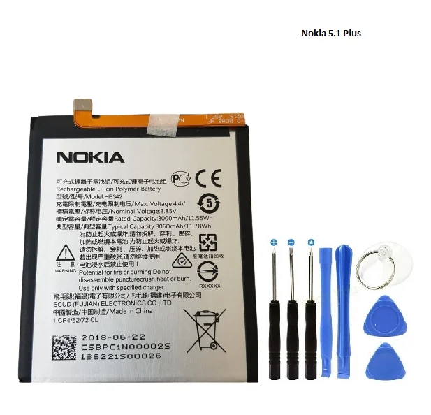 Nokia 5.1 Plus TA-1108 Batarya Pil HE342 Nokia 5.1 Plus TA-1108 Batarya Pil HE342