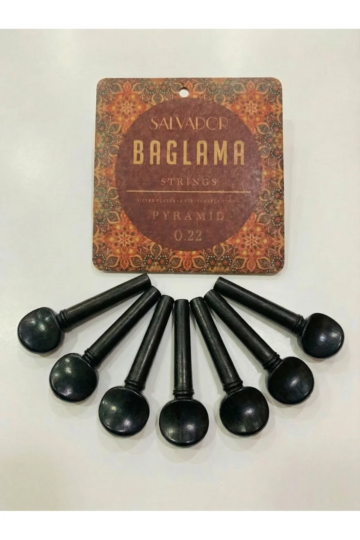 Nokta Sedefli Abanoz Bağlama Saz Burgu Takımı (7 Adet) 0.22 Bağla
