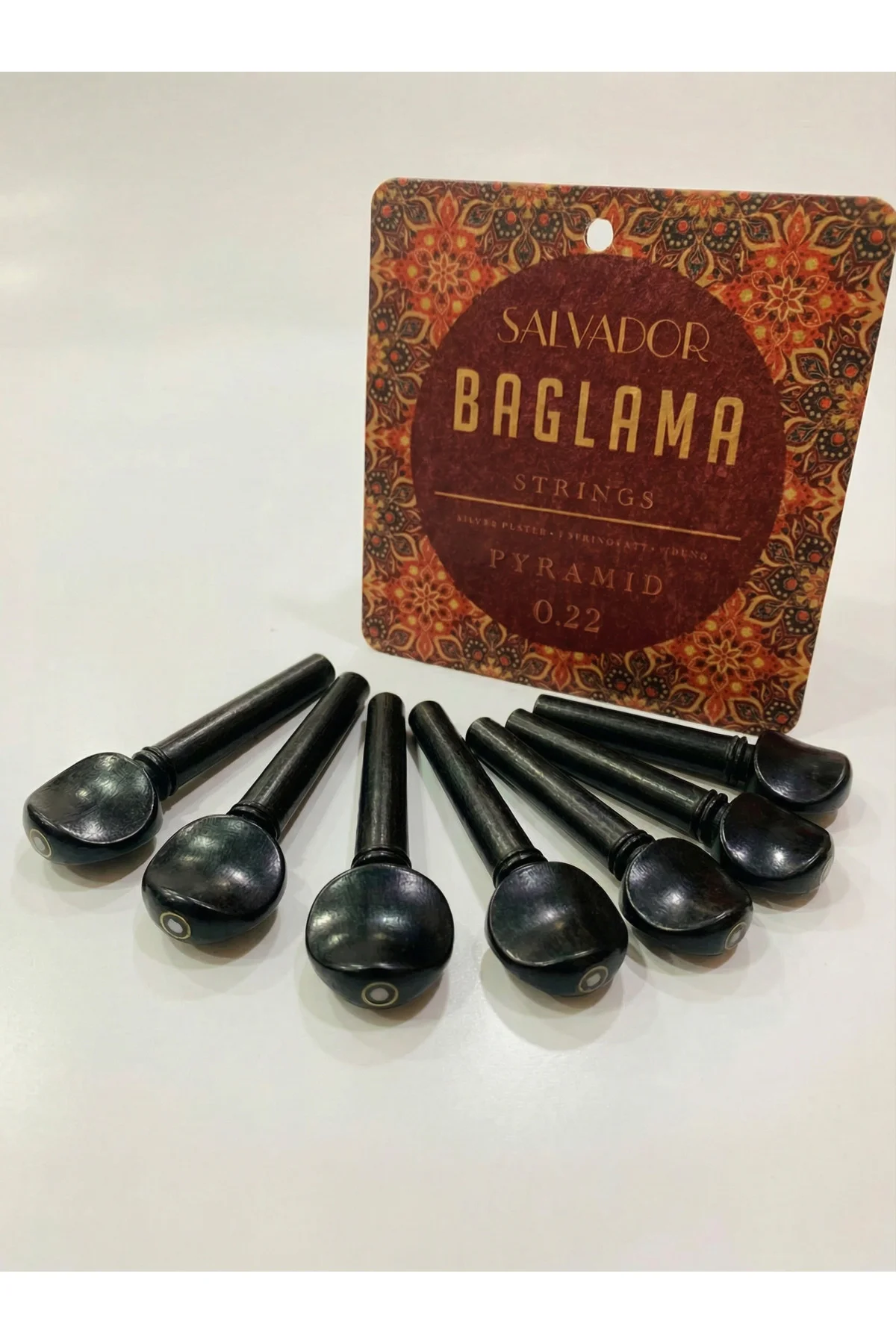 Nokta Sedefli Abanoz Bağlama Saz Burgu Takımı (7 Adet) 0.22 Bağla