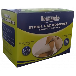 Nonsteril Gaz Kompres - 7.5x7.5 cm 100'lü %100 Pamuk Yara Bakım Gaz Bezi