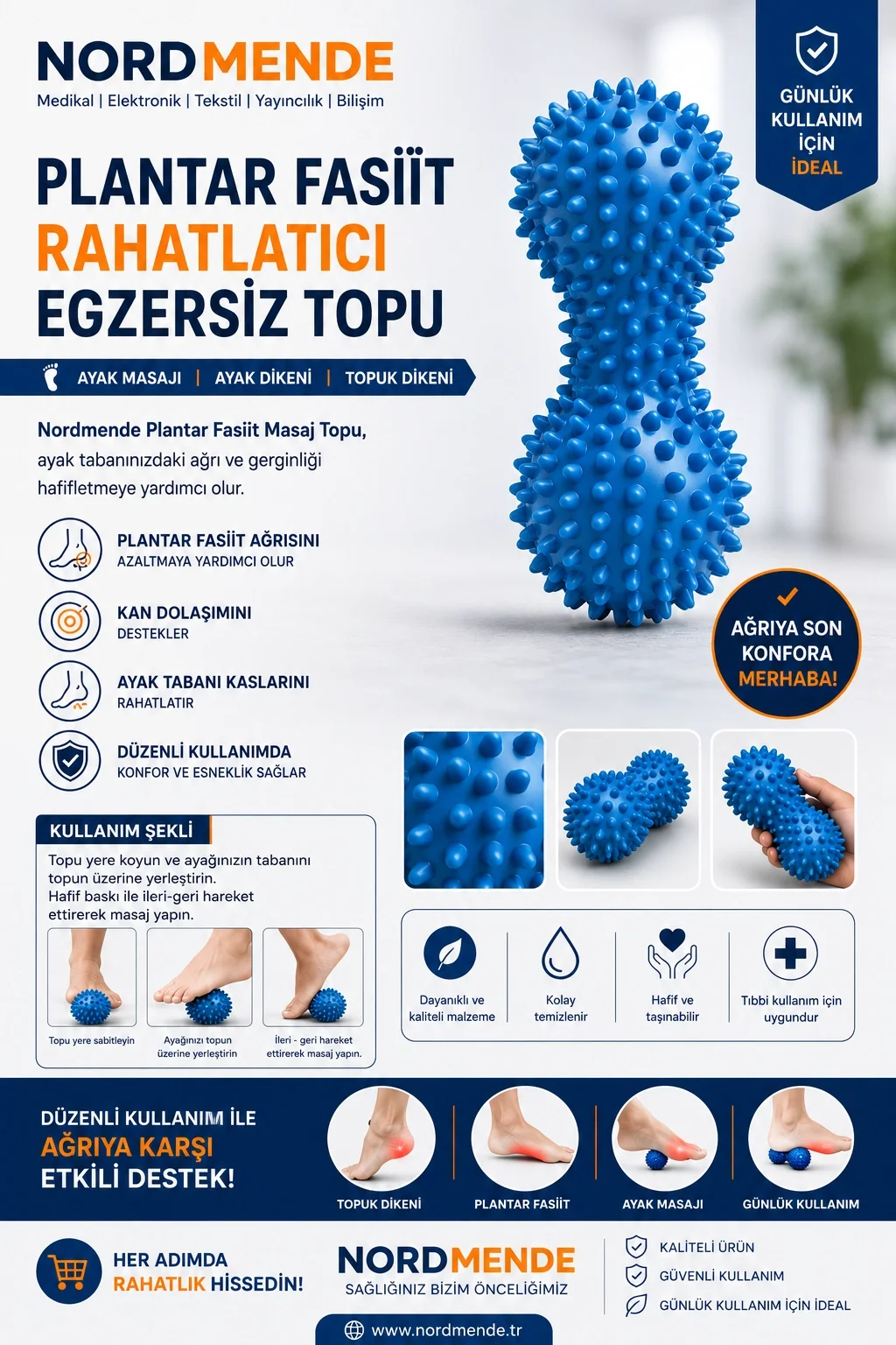 NORDMENDE Plantar Fasiit Rahatlatıcı Egzersiz Topu Fiyatı, Yorumları ve Özellikleri