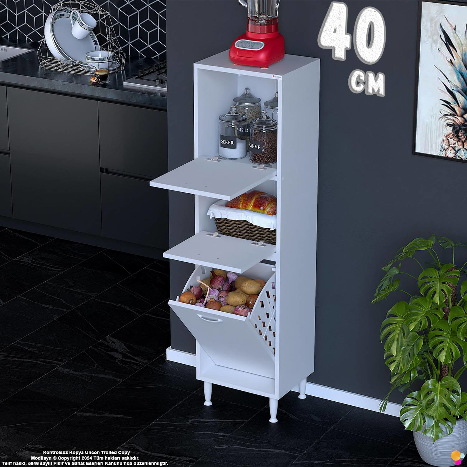 Nore 40 cm İki Kapaklı Tek Sepetli Çok Amaçlı Kiler Dolabı Mutfak Nore 40 cm İki Kapaklı Tek Sepetli Çok Amaçlı Kiler Dolabı Mutfak
