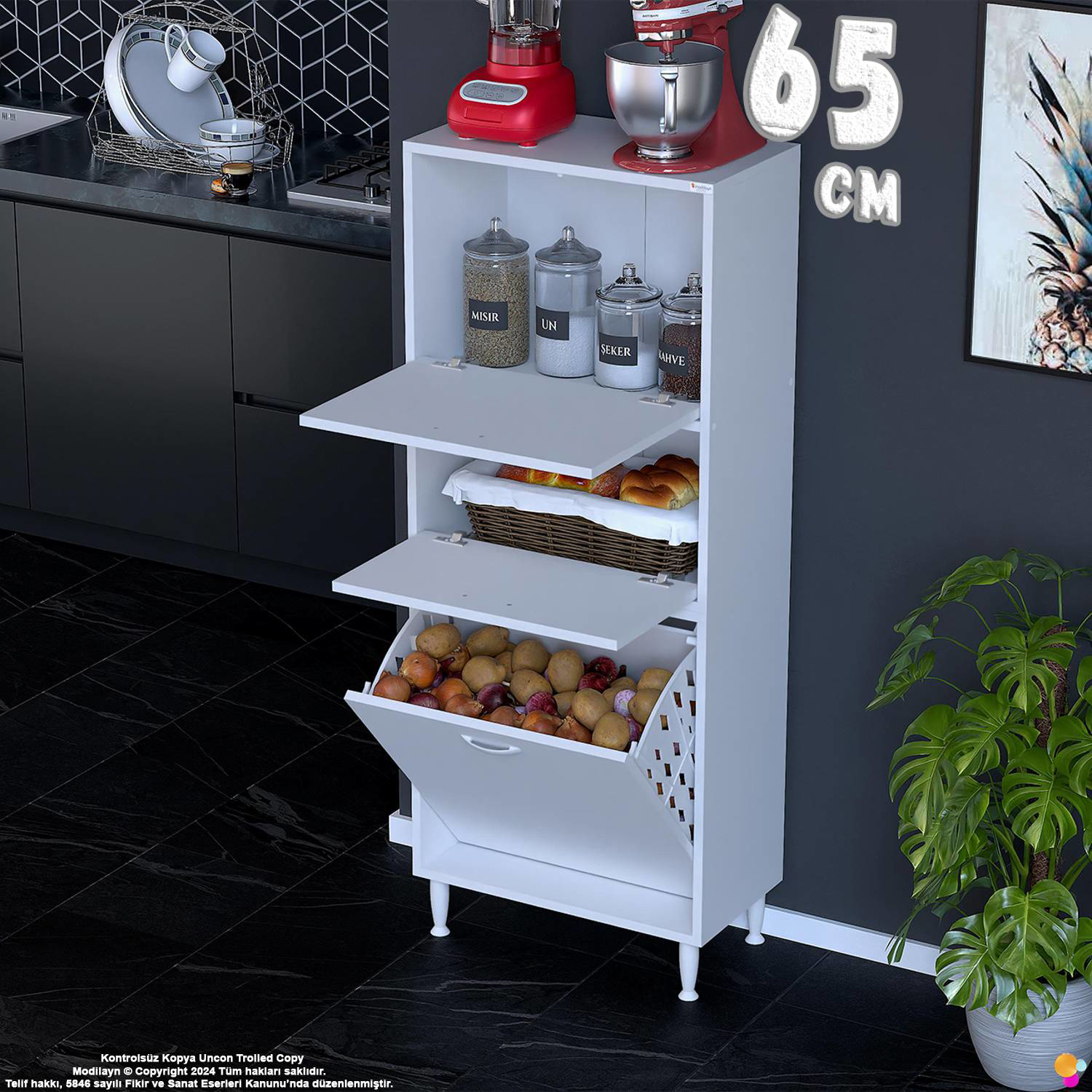 Nore 65 cm İki Kapaklı Tek Sepetli Çok Amaçlı Kiler Dolabı Mutfak Nore 65 cm İki Kapaklı Tek Sepetli Çok Amaçlı Kiler Dolabı Mutfak