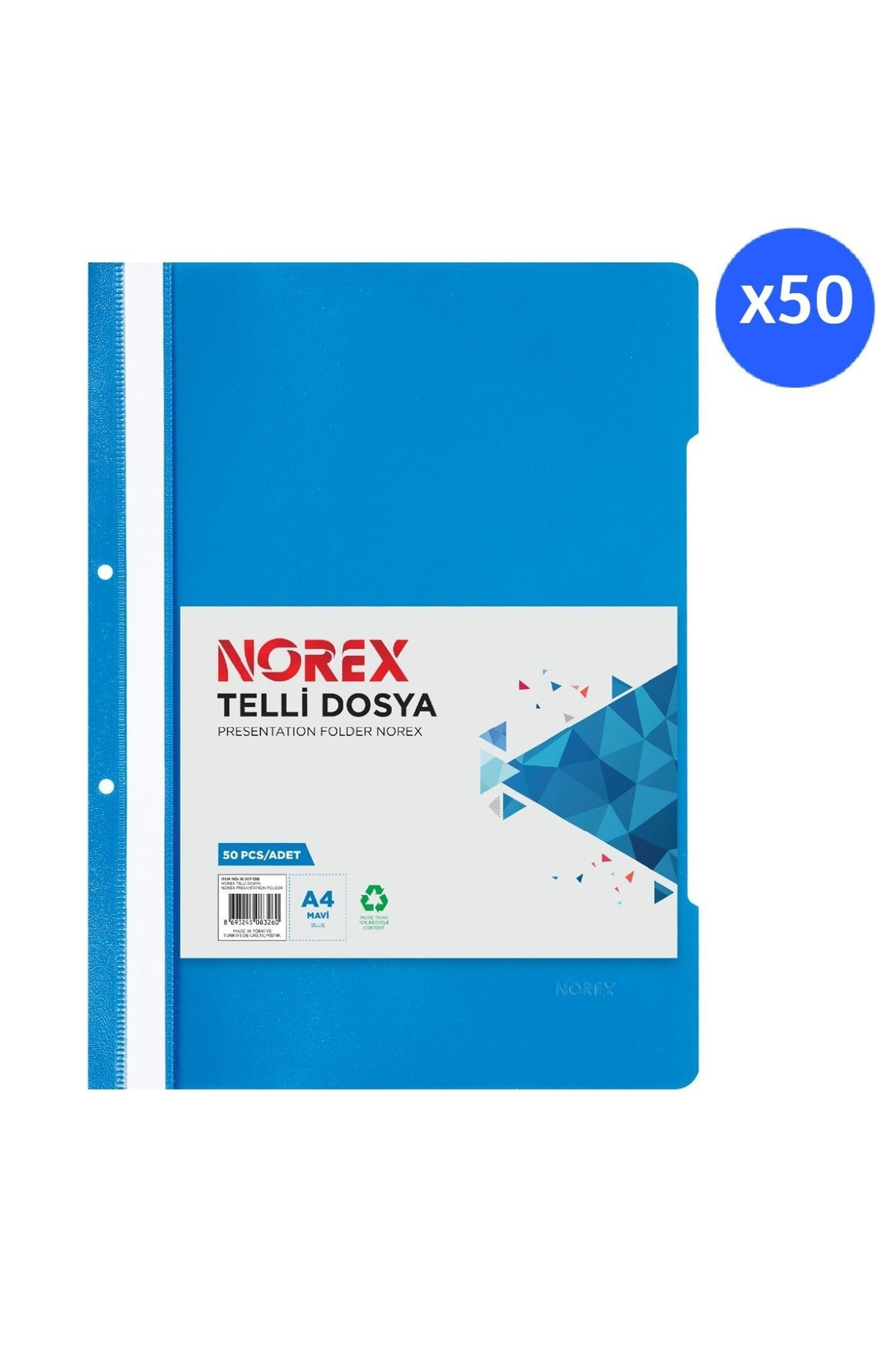 Norex Telli Dosya Mavi 50'li DER.UL50T-130 Norex Telli Dosya Mavi 50'li DER.UL50T-130