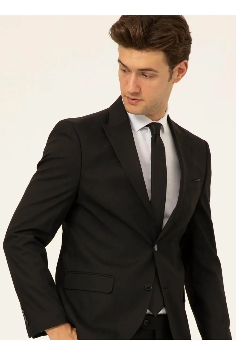 Süvari Normal Bel Regular Fit Siyah Erkek Takım Elbise Tk1007000192