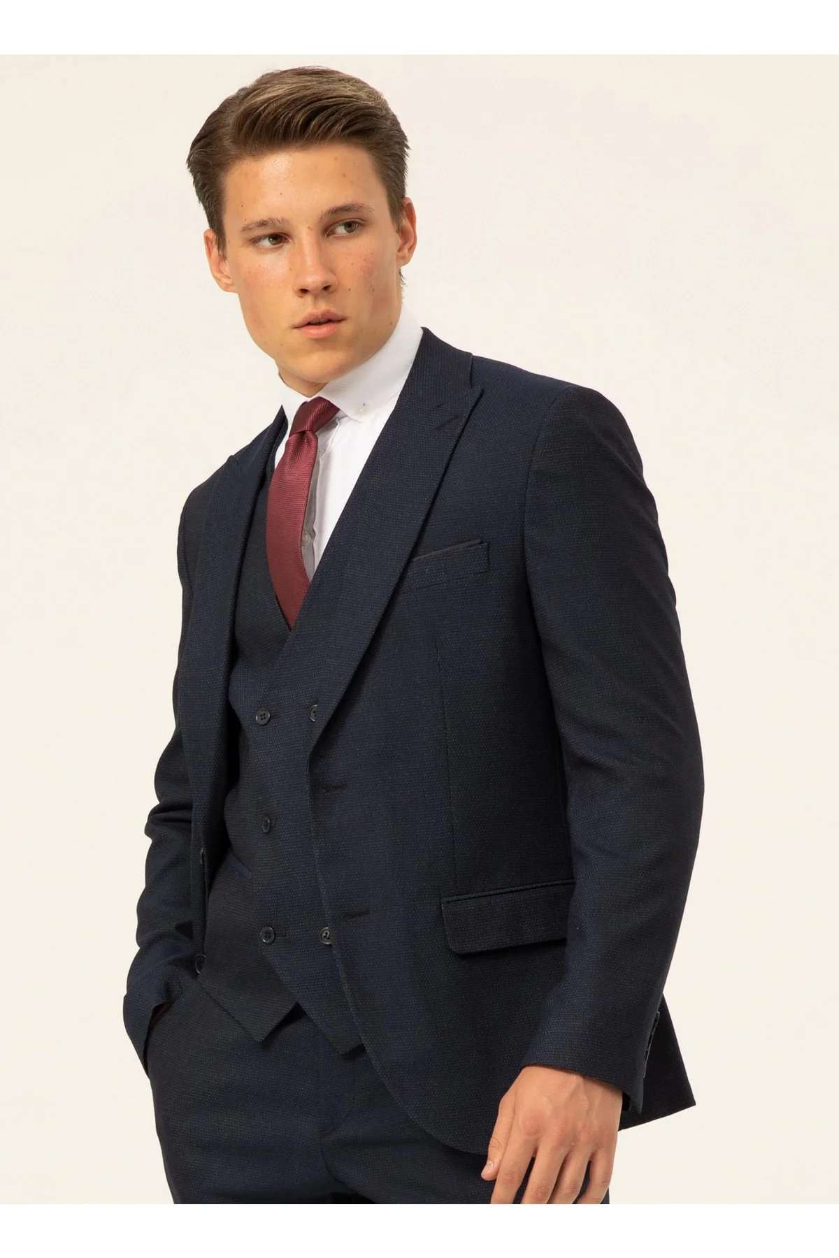 Normal Bel Slim Fit Mavi Erkek Takım Elbise Tk1020000214