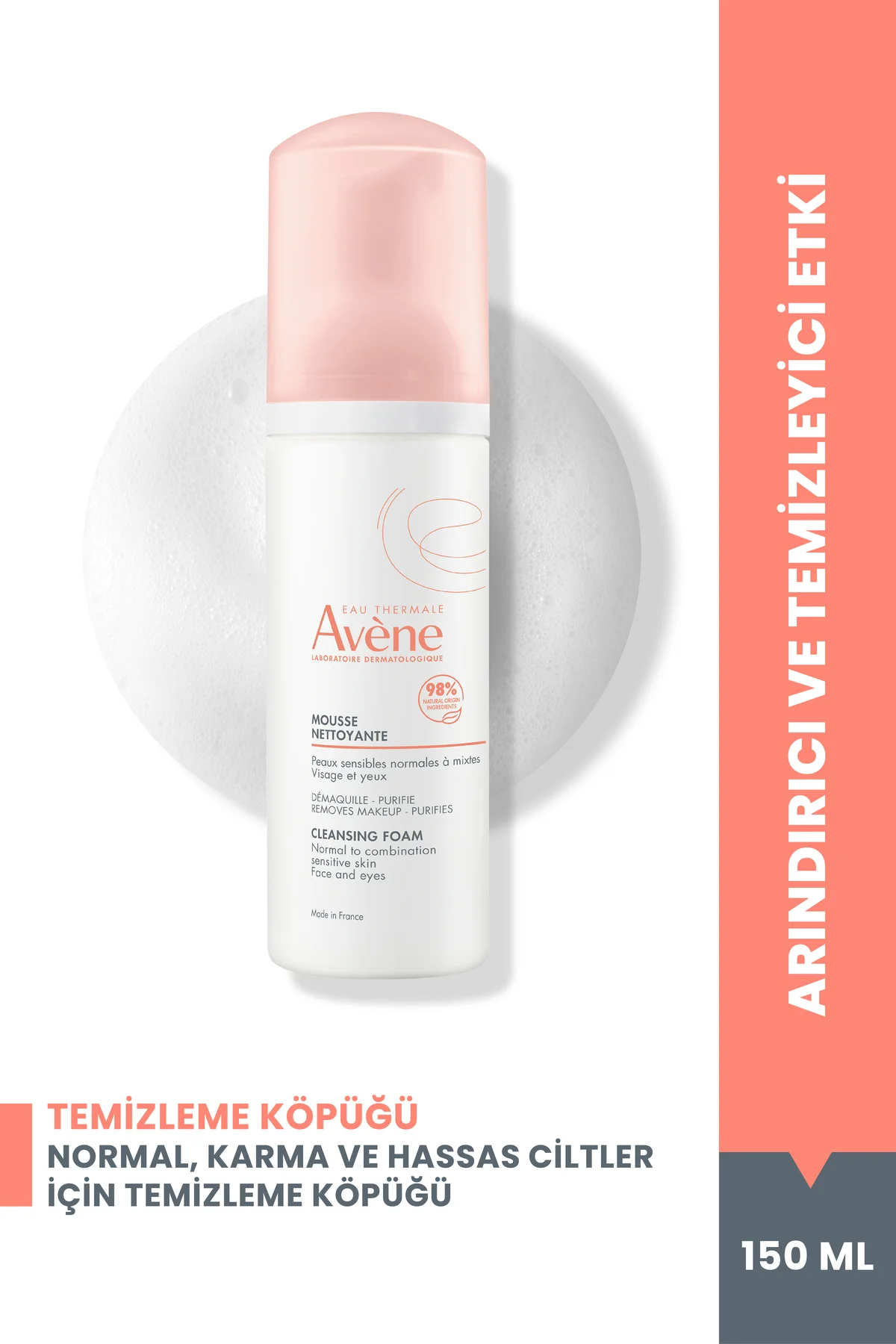 Normal ve Karma Hassas Ciltler için Temizleme Köpüğü 150 ml