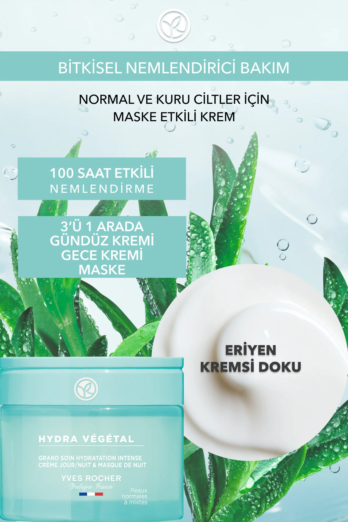Normal ve Kuru Cilt,Hyaluronik Asit Maske Etkili Krem-Hydra Veget