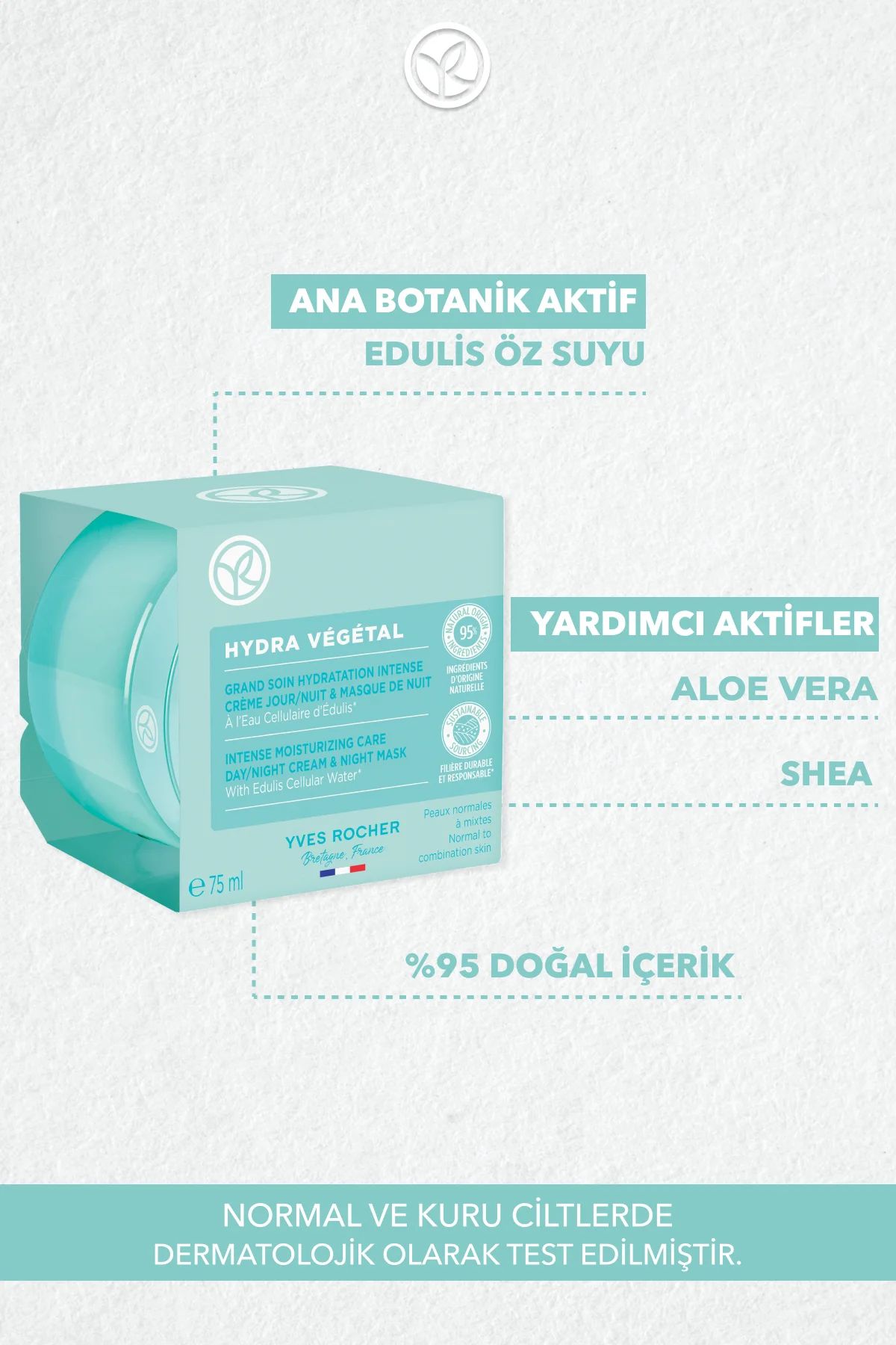 Normal ve Kuru Cilt,Hyaluronik Asit Maske Etkili Krem-Hydra Veget