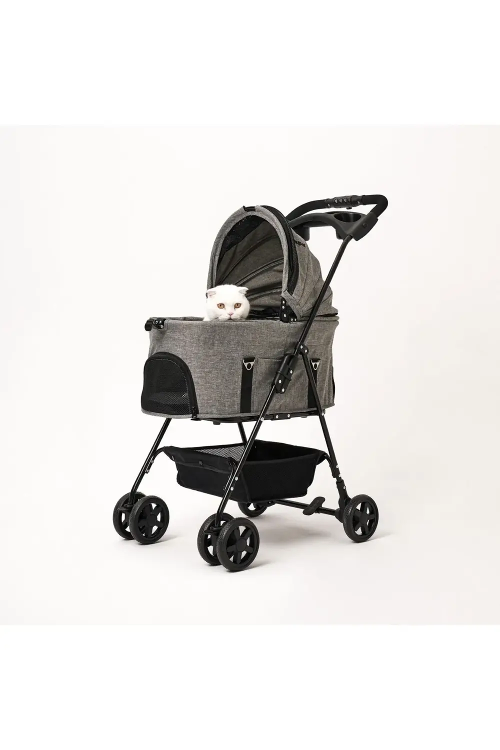 Norris Gri Kedi Köpek Arabası - Katlanabilir, Konforlu ve Güvenli