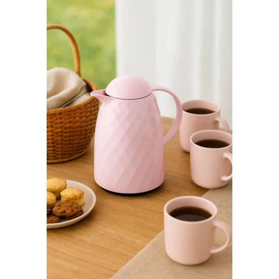 Northcity 1 Lt Akrilik Soft Pembe Çay Termosu - 12 Saat Sıcak 24 