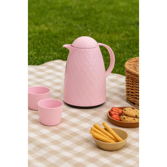 Northcity 1 Lt Akrilik Soft Pembe Çay Termosu - 12 Saat Sıcak 24 