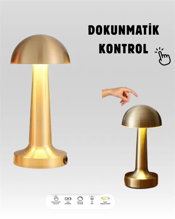 %100 Kademeli Ayarlanabilir USB Şarjlı LED Masa Lambası