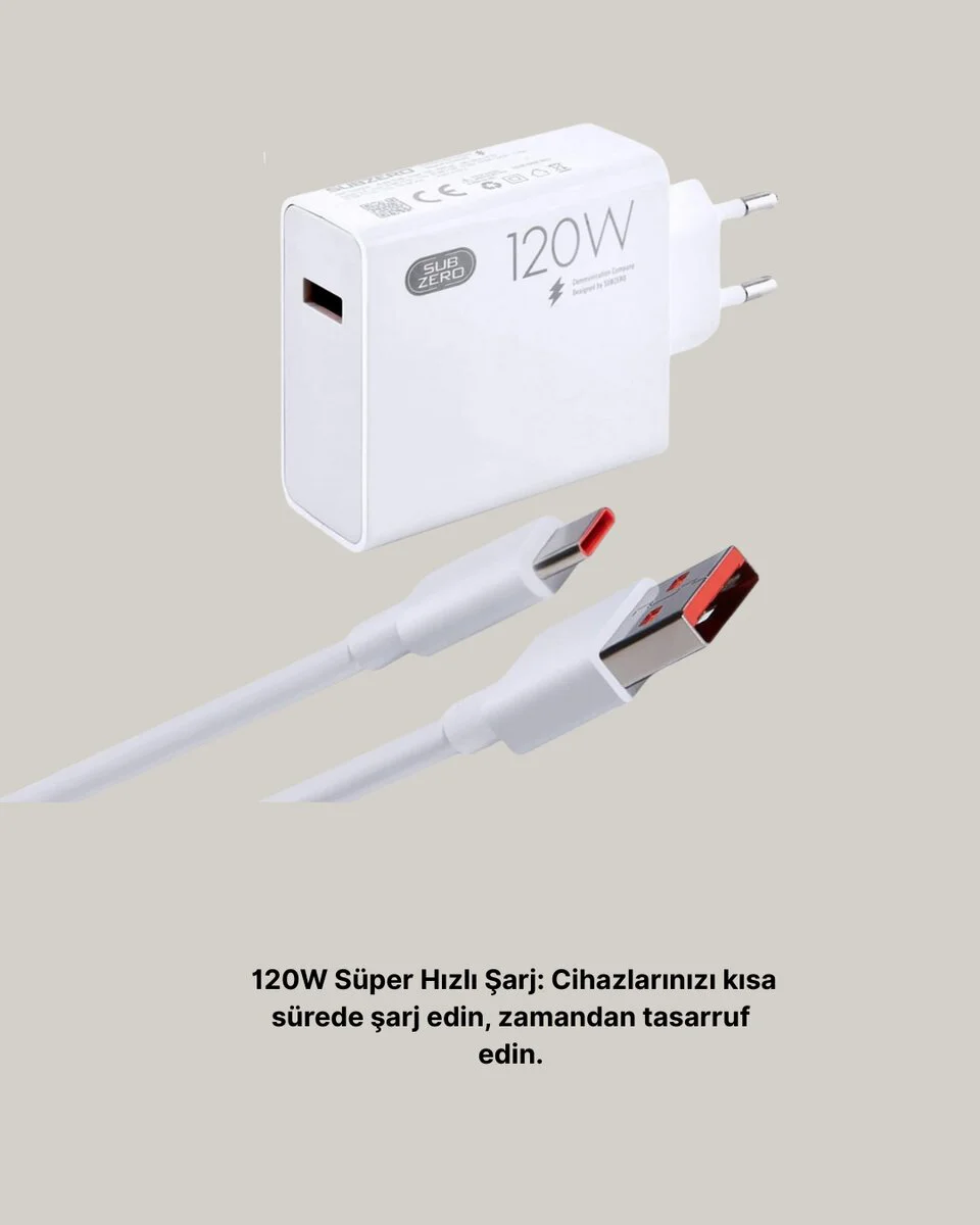 120W Mi Turbo Akıllı Tanıma Çipli Hızlı Şarj Cihazı - Turbo Şarj ve Güvenli Taşınabilir Çözüm