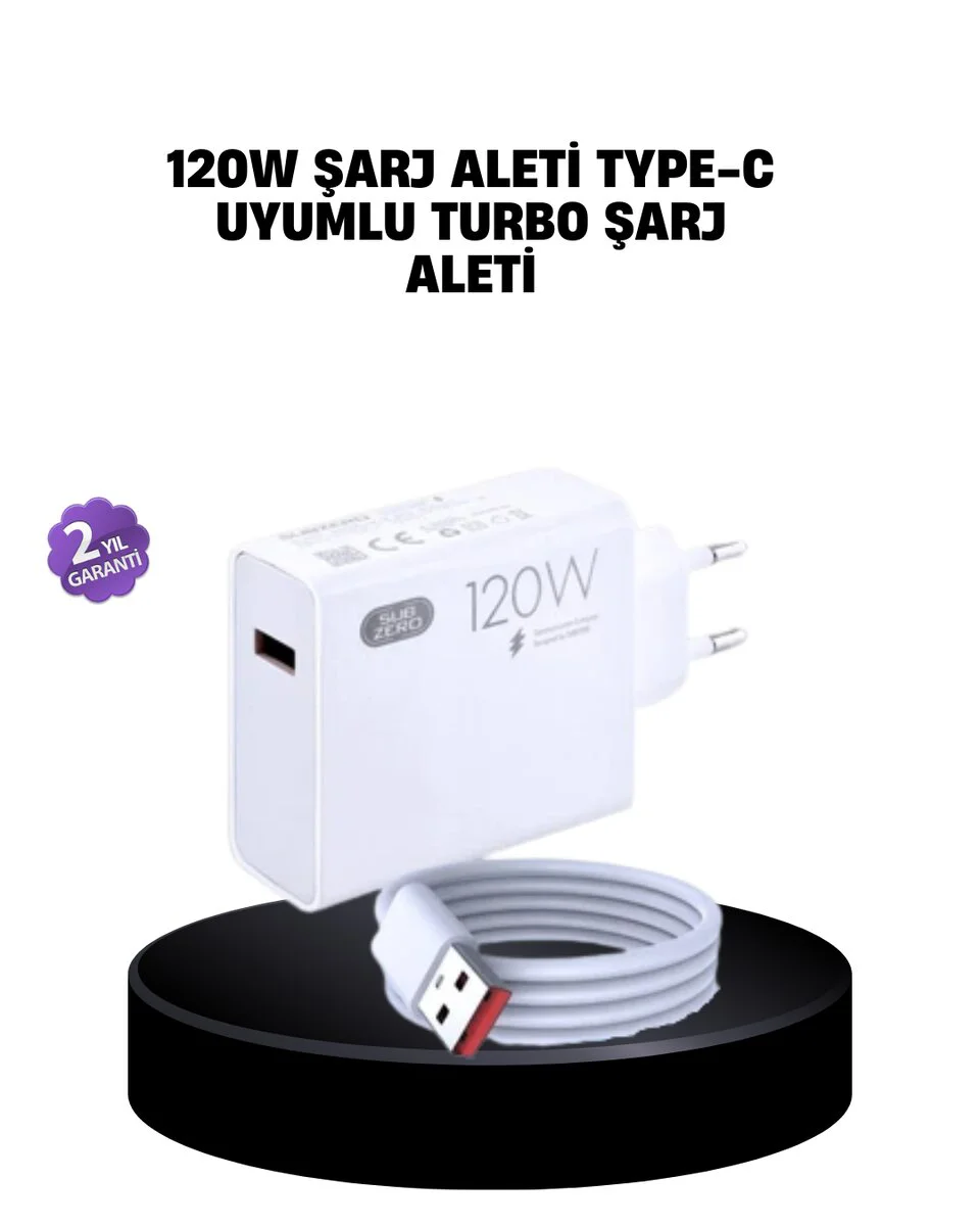 120W Mi Turbo Destekli Type-C Hızlı Şarj Cihazı - Turbo Şarj, Akım Koruma, Kompakt Tasarım