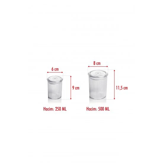 12'li Barok Yuvarlak Kavanoz Seti - Erzak ve Saklama Kabı 6x500ml 6x250ml