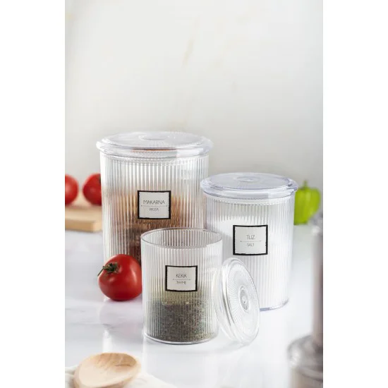 12'li Barok Yuvarlak Kavanoz Seti - 3 Boy Erzak ve Saklama Kabı (4x2000ml, 4x1000ml, 4x500ml)
