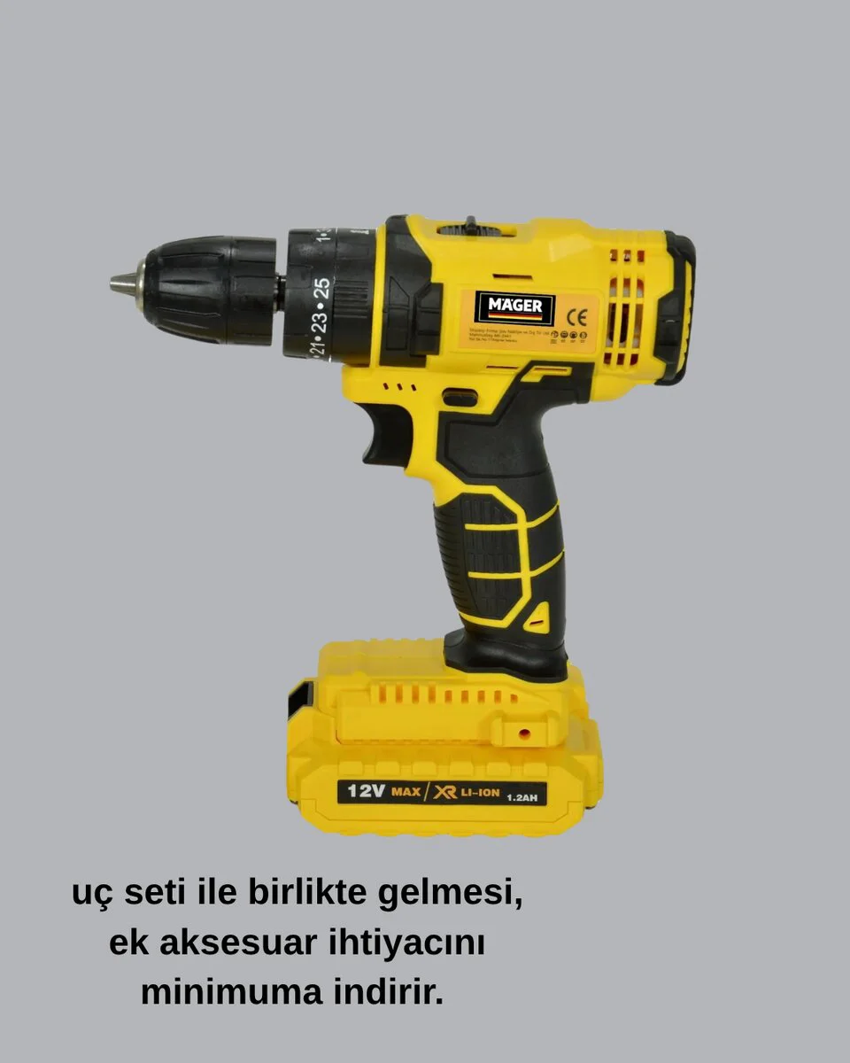 12V Akülü Matkap: Ev ve Atölye İçin Güçlü ve Dayanıklı 2 Vites Makine - 2 Yıl Garanti
