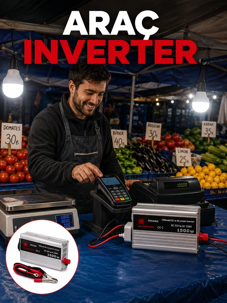 1500W Araç İnvertörü Güçlü Priz Çıkışlı Güvenli Güç Dönüştürücü