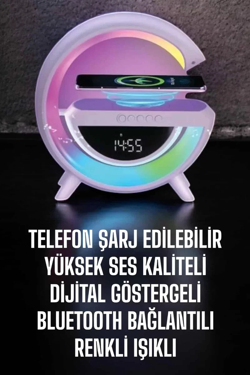 15W Kablosuz Bluetooth Hoparlör ve LED Gece Lambası - Hızlı Şarj ve 10 Saat Pil Ömrü