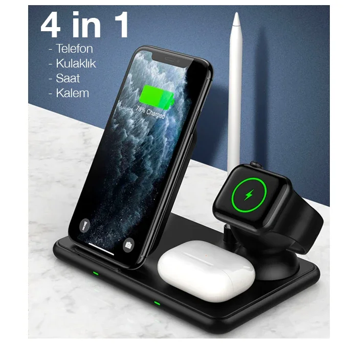 Northcity 15W Qi Hızlı Şarj 4 in 1 iPhone + AirPods Pro Kablosuz 