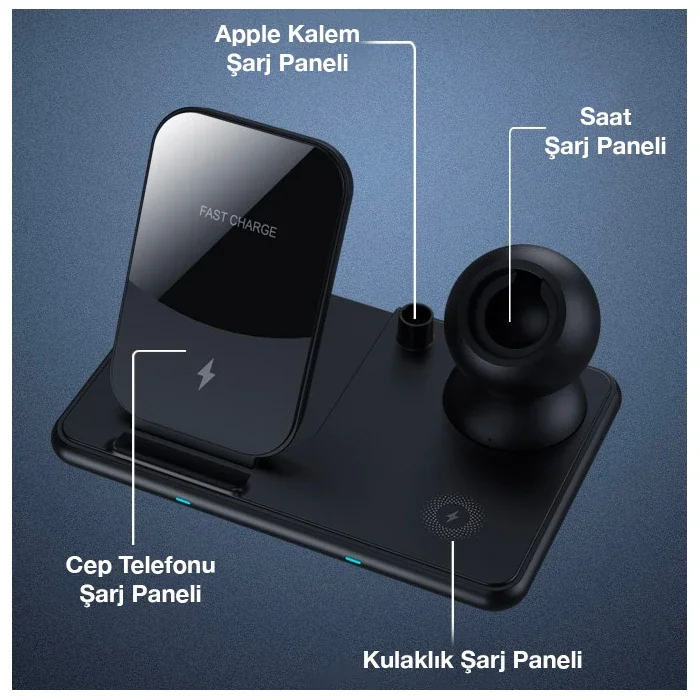 Northcity 15W Qi Hızlı Şarj 4 in 1 iPhone + AirPods Pro Kablosuz 