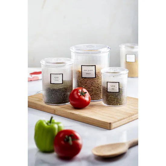 18'li Barok Yuvarlak 3 Boy Kavanoz Seti & Erzak Saklama Kabı (6*2000 ML, 6*1000 ML, 6*500 ML)